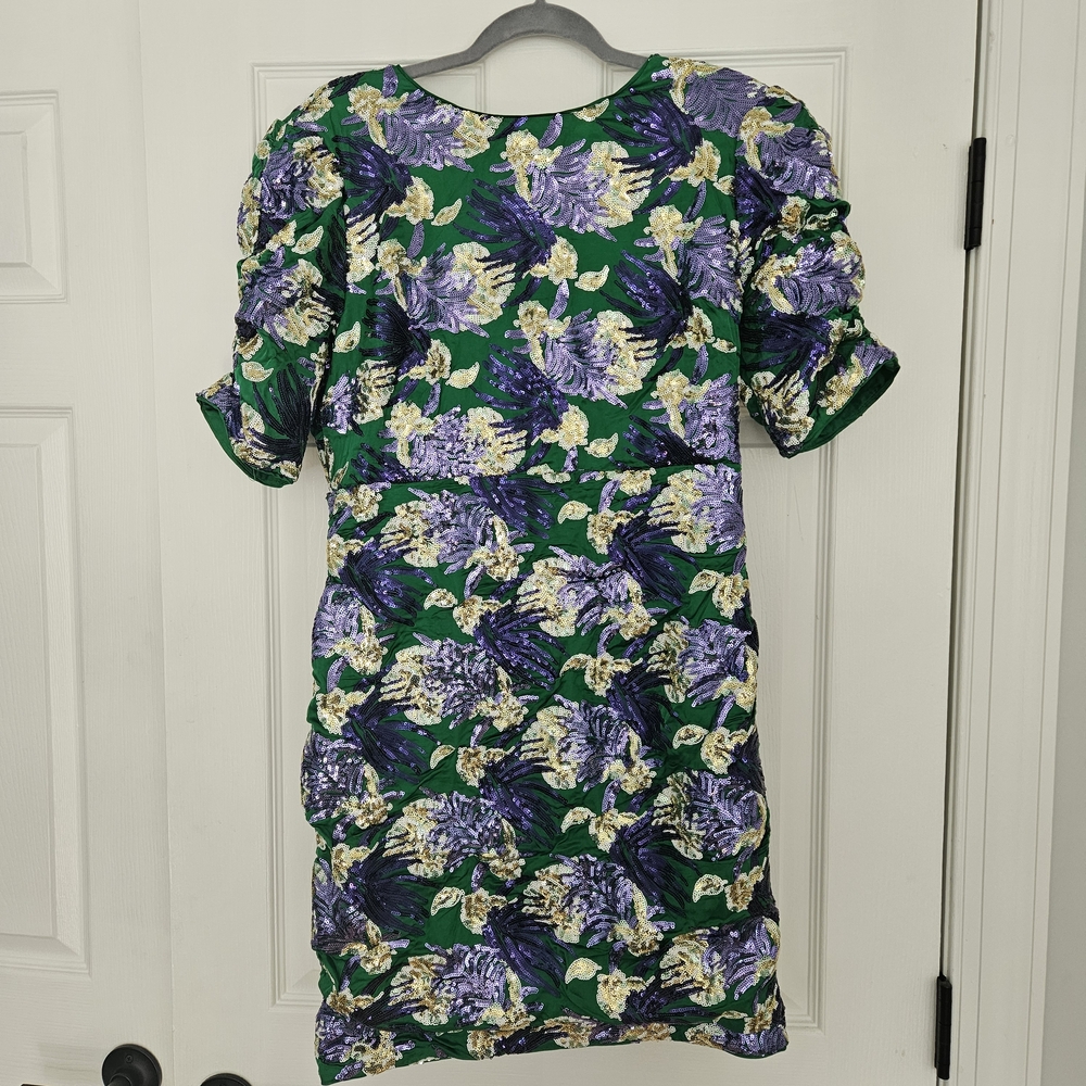 MAJE Floral Green and Purple Dress